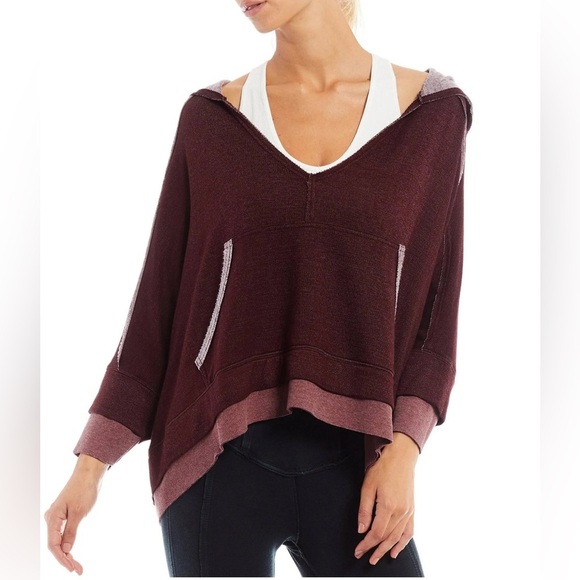 Free People Movement Bonfire Hoodie Sweater Size M Fig Jam Oversized Boxy Lounge - Picture 1 of 11